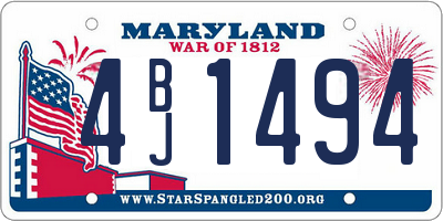 MD license plate 4BJ1494