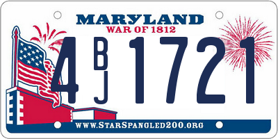 MD license plate 4BJ1721