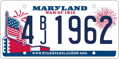 MD license plate 4BJ1962