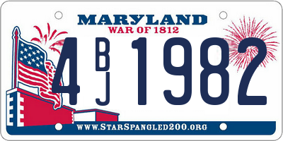 MD license plate 4BJ1982