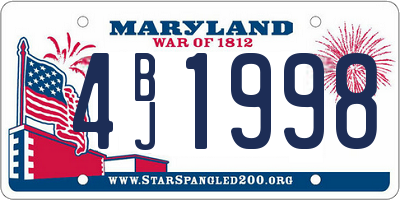 MD license plate 4BJ1998