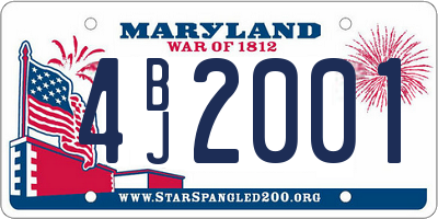 MD license plate 4BJ2001