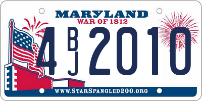 MD license plate 4BJ2010