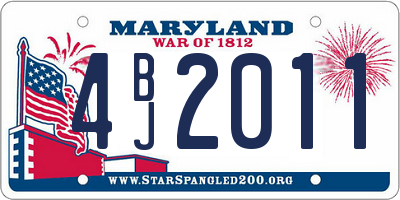 MD license plate 4BJ2011