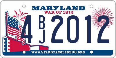 MD license plate 4BJ2012