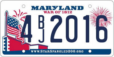MD license plate 4BJ2016