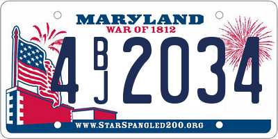 MD license plate 4BJ2034