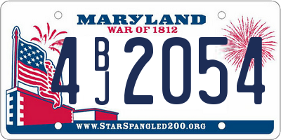 MD license plate 4BJ2054