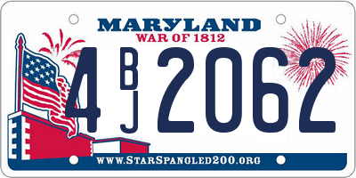 MD license plate 4BJ2062