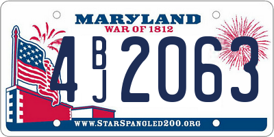 MD license plate 4BJ2063
