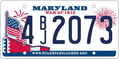 MD license plate 4BJ2073