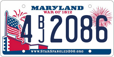 MD license plate 4BJ2086