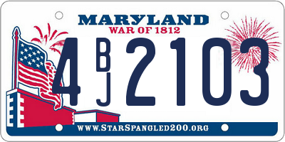 MD license plate 4BJ2103