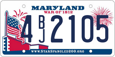 MD license plate 4BJ2105