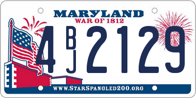 MD license plate 4BJ2129
