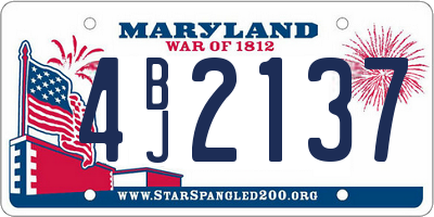 MD license plate 4BJ2137