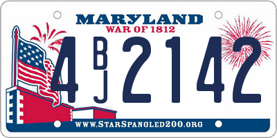 MD license plate 4BJ2142