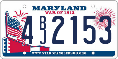MD license plate 4BJ2153