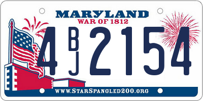 MD license plate 4BJ2154
