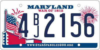 MD license plate 4BJ2156