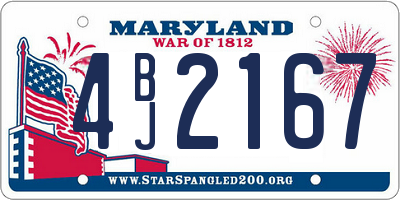 MD license plate 4BJ2167
