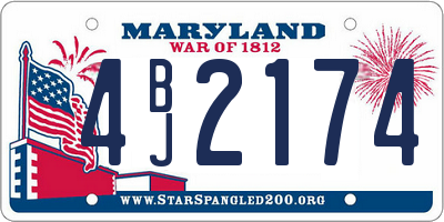 MD license plate 4BJ2174