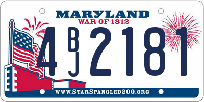 MD license plate 4BJ2181