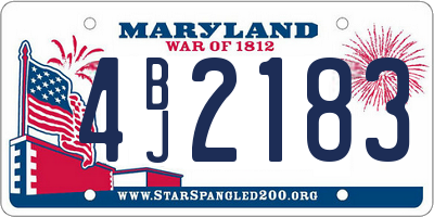 MD license plate 4BJ2183