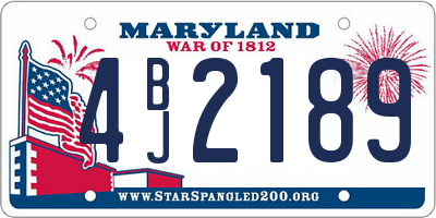 MD license plate 4BJ2189