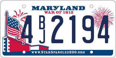 MD license plate 4BJ2194