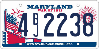 MD license plate 4BJ2238