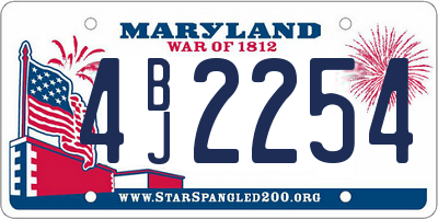 MD license plate 4BJ2254