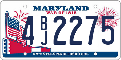 MD license plate 4BJ2275