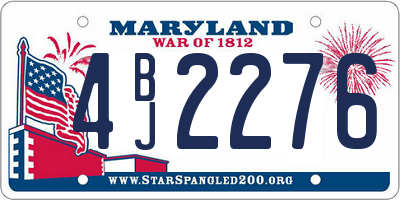 MD license plate 4BJ2276