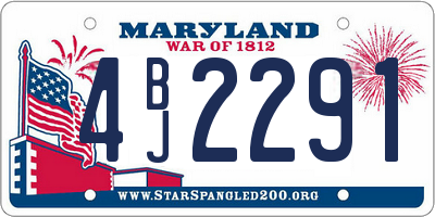 MD license plate 4BJ2291