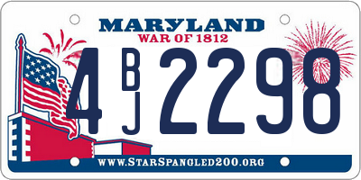 MD license plate 4BJ2298