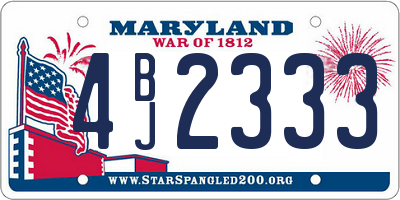 MD license plate 4BJ2333