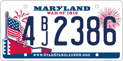MD license plate 4BJ2386