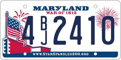 MD license plate 4BJ2410