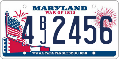 MD license plate 4BJ2456