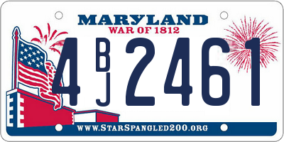 MD license plate 4BJ2461