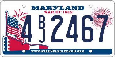 MD license plate 4BJ2467