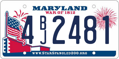 MD license plate 4BJ2481