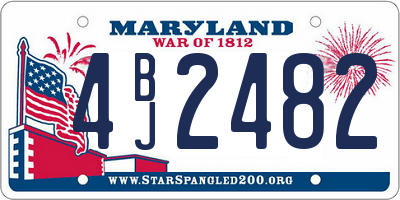 MD license plate 4BJ2482