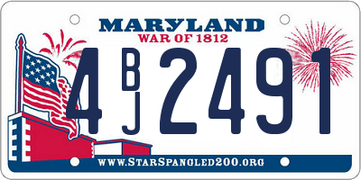 MD license plate 4BJ2491