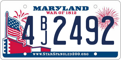 MD license plate 4BJ2492