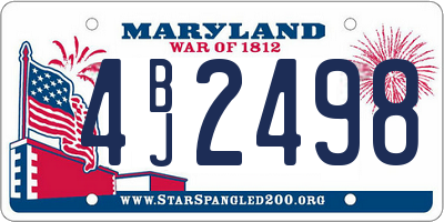 MD license plate 4BJ2498