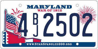MD license plate 4BJ2502