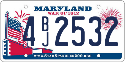 MD license plate 4BJ2532