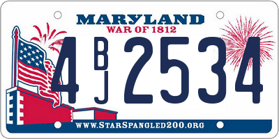 MD license plate 4BJ2534
